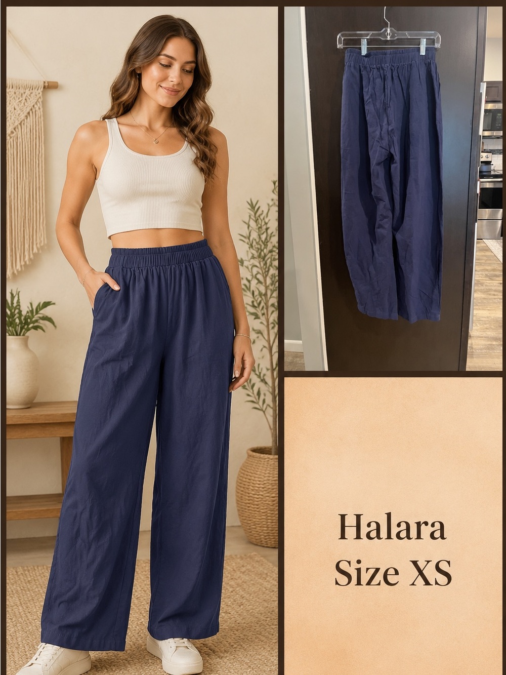 HALARA Navy Wide-Leg Lounge Pants